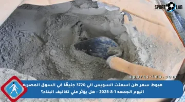 هبوط سعر طن أسمنت السويس إلى 3720 جنيهًا في السوق المصرية اليوم الجمعة 1-8-2025 – هل يؤثر على تكاليف البناء؟